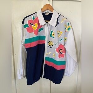 VINTAGE Teddi sport jacket windbreaker Large multicolor floral